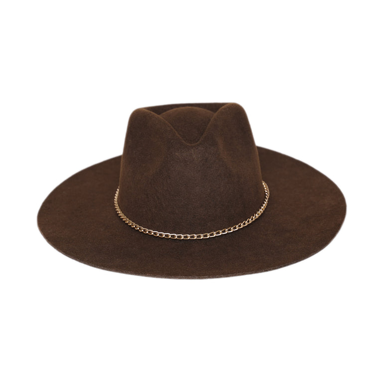 Classic Fedora | Brown / Slim Golden Chain