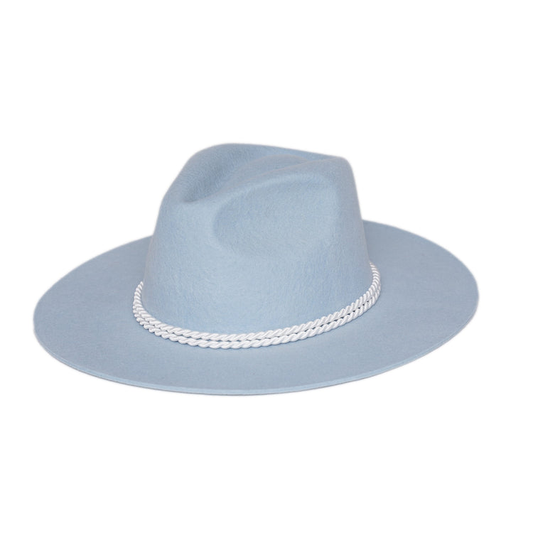 Classic Fedora | Baby Blue / White Cord