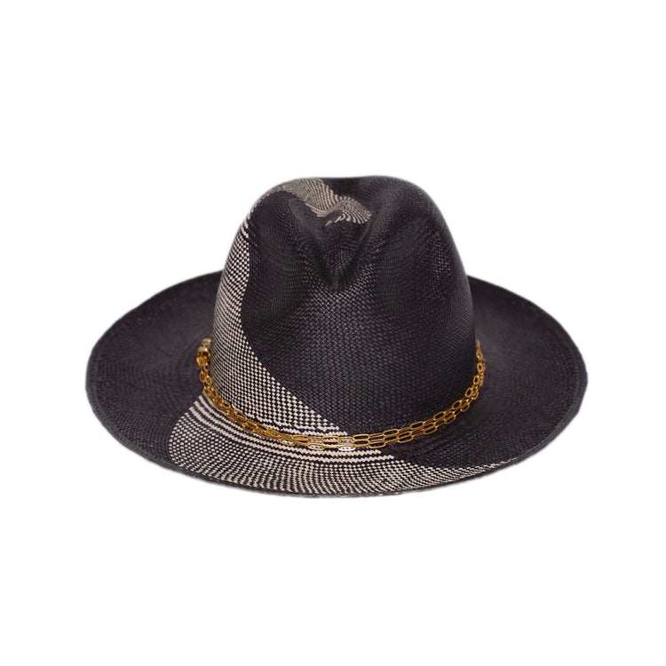 Classic Fedora Fire Flame | Black / Natural / Slim Multi Chain