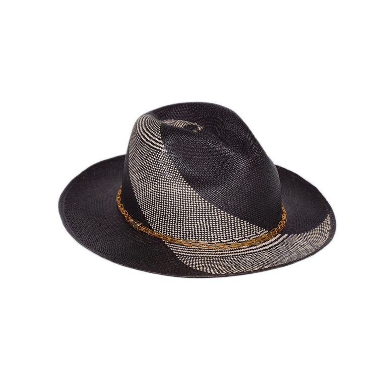 Classic Fedora Fire Flame | Black / Natural / Slim Multi Chain