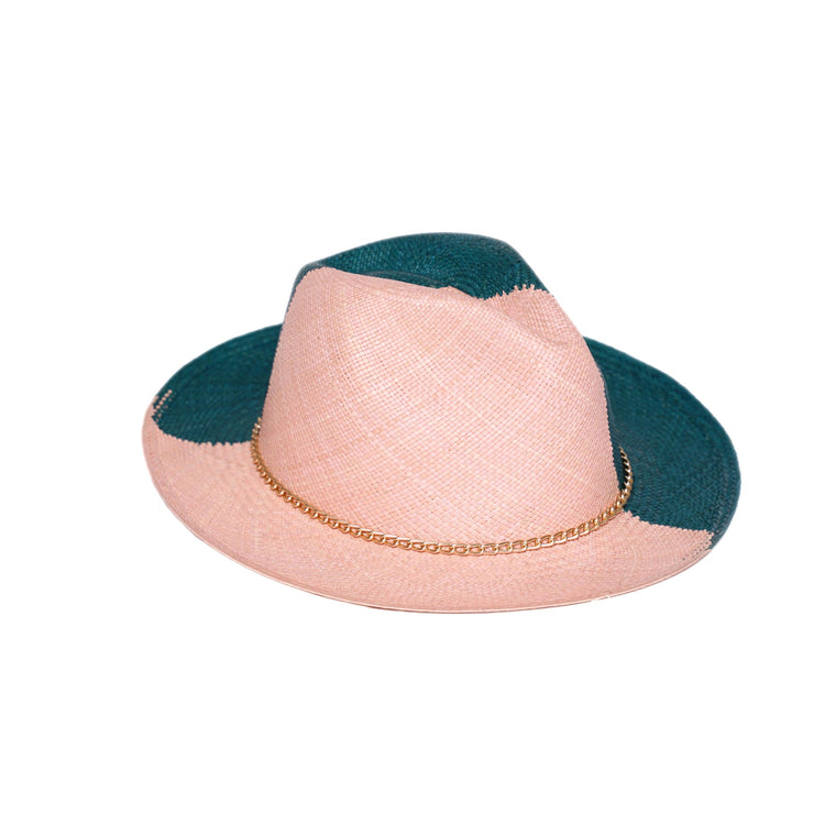 Classic Fedora Yin Yang | Pink / Green / Slim Golden Chain