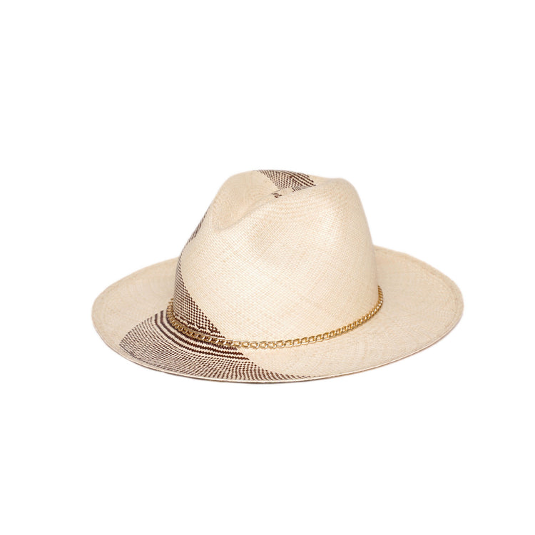 Classic Fedora Fire Flame | Natural / Brown / Slim Golden Chain
