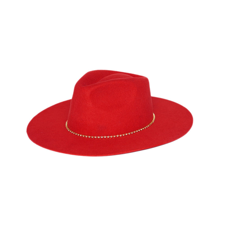 Classic Fedora | Red / Slim Golden Chain