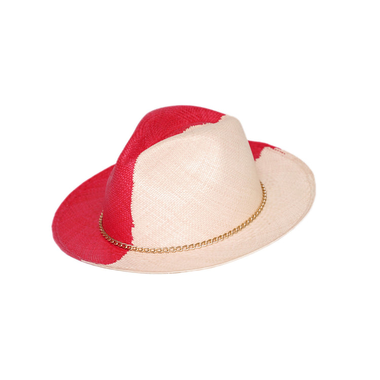 Classic Fedora Yin Yang | Red / Natural / Slim Golden Chain