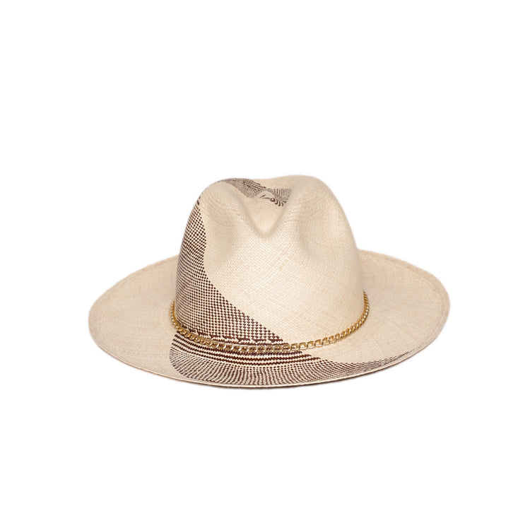 Classic Fedora Fire Flame | Natural / Brown / Slim Golden Chain